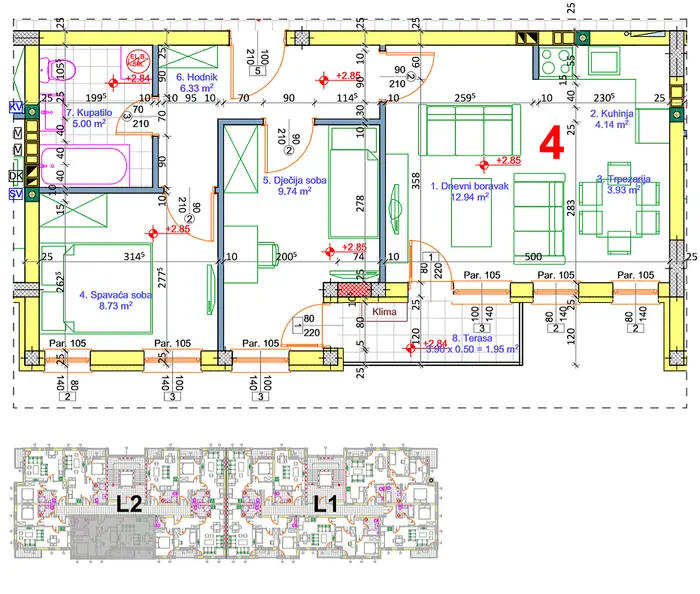 Stan 23 · 51,7 m² · Lamela 2 — Fotografija 2