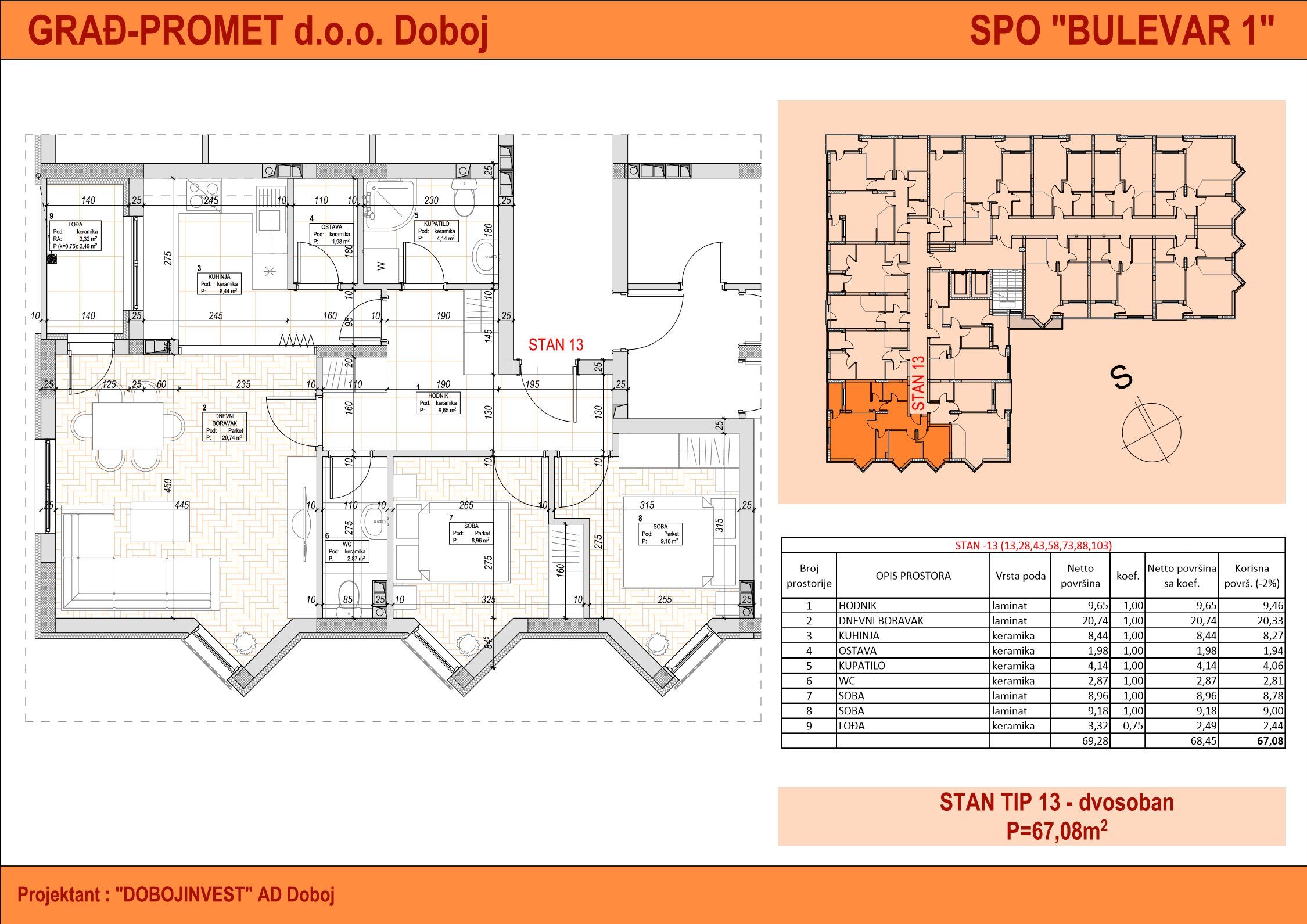 Dvosoban stan 103 · 67,08 m² · Bulevar 1 — Fotografija 2
