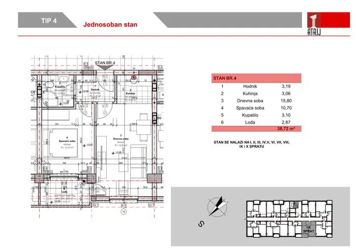 Jednosoban stan 74 · 38,72 m² · Anika Faza 3 — Fotografija 2