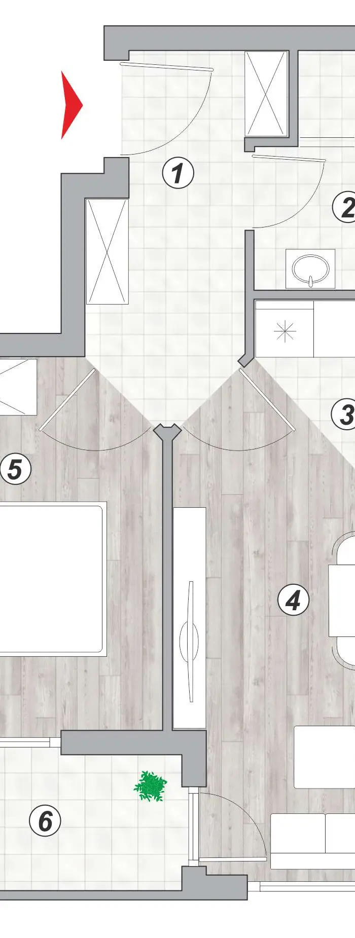 Dvosoban stan 33 · 36,46 m² · Lamela 1 — Fotografija 2