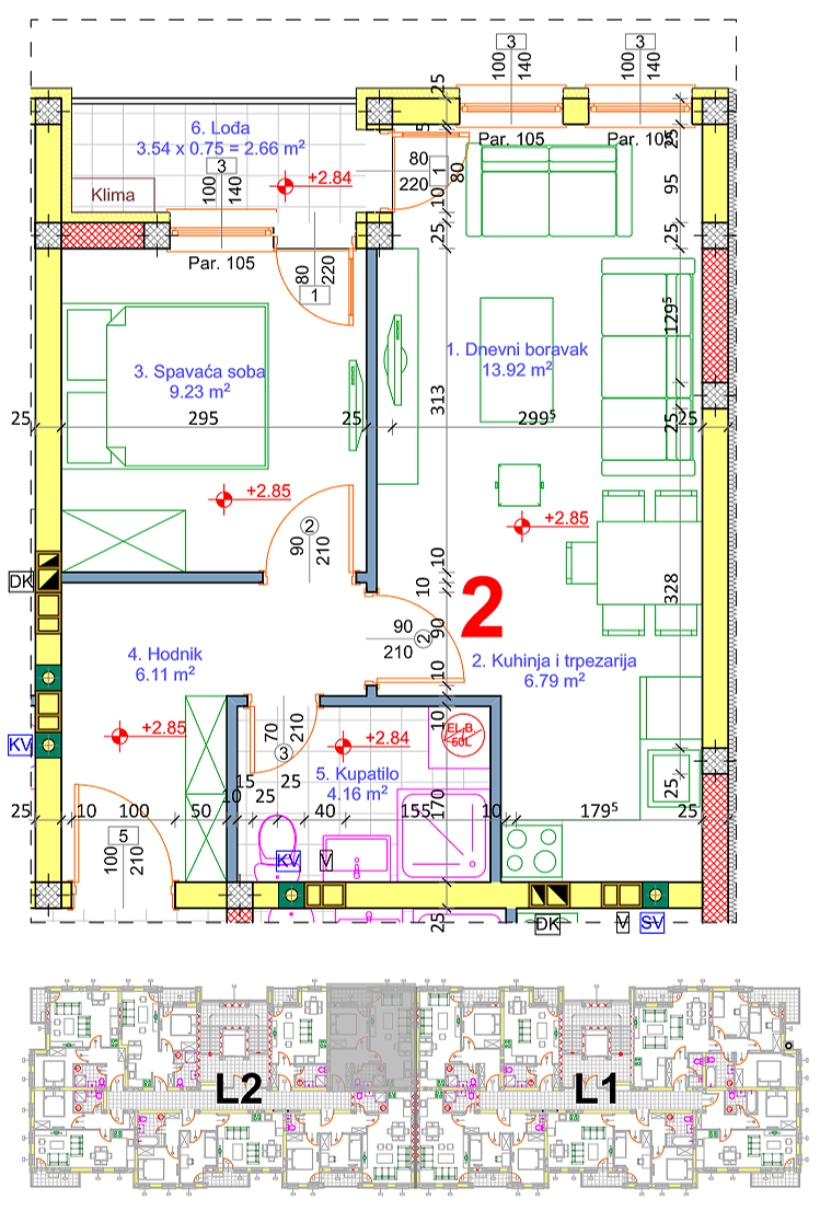 Stan 14 · 42,01 m² · Lamela 2 — Fotografija 2