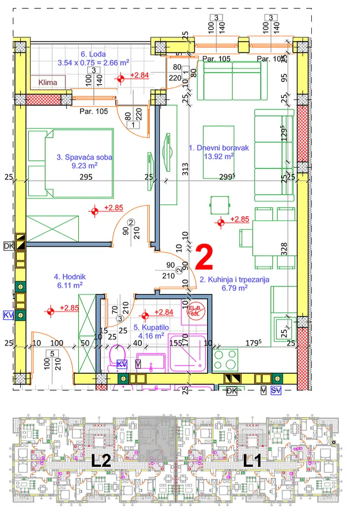Stan 21 · 42,01 m² · Lamela 2 — Fotografija 2