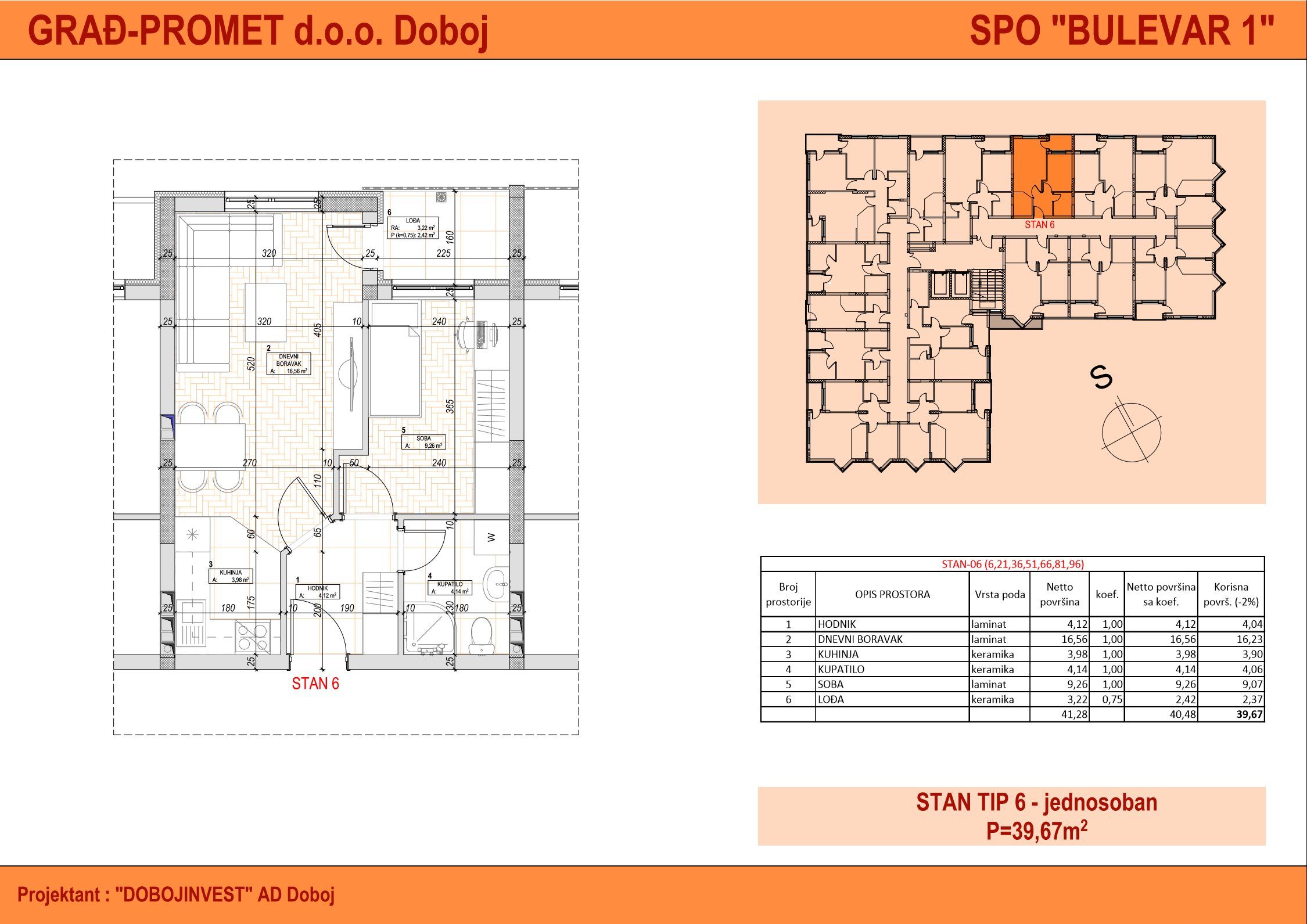 Jednosoban stan 36 · 39,67 m² · Bulevar 1 — Fotografija 2