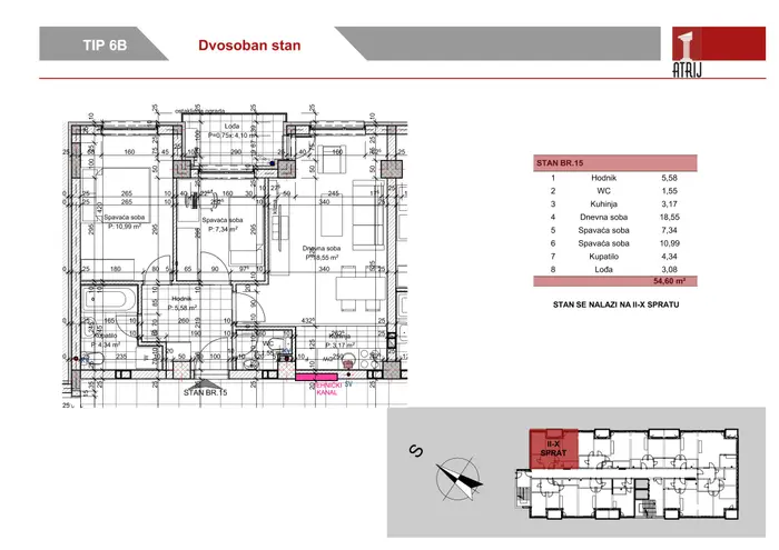 Dvosoban stan 24 · 54,6 m² · Anika Faza 1 — Fotografija 2