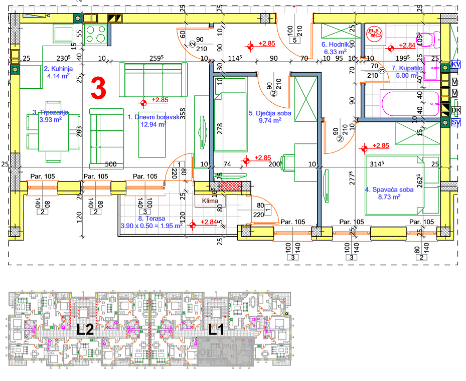 Stan 32 · 51,7 m² · Lamela 1 — Fotografija 2