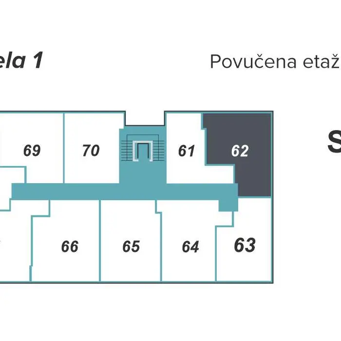 Dvosoban stan 62 · 41,72 m² · Lamela 1 — Fotografija 3