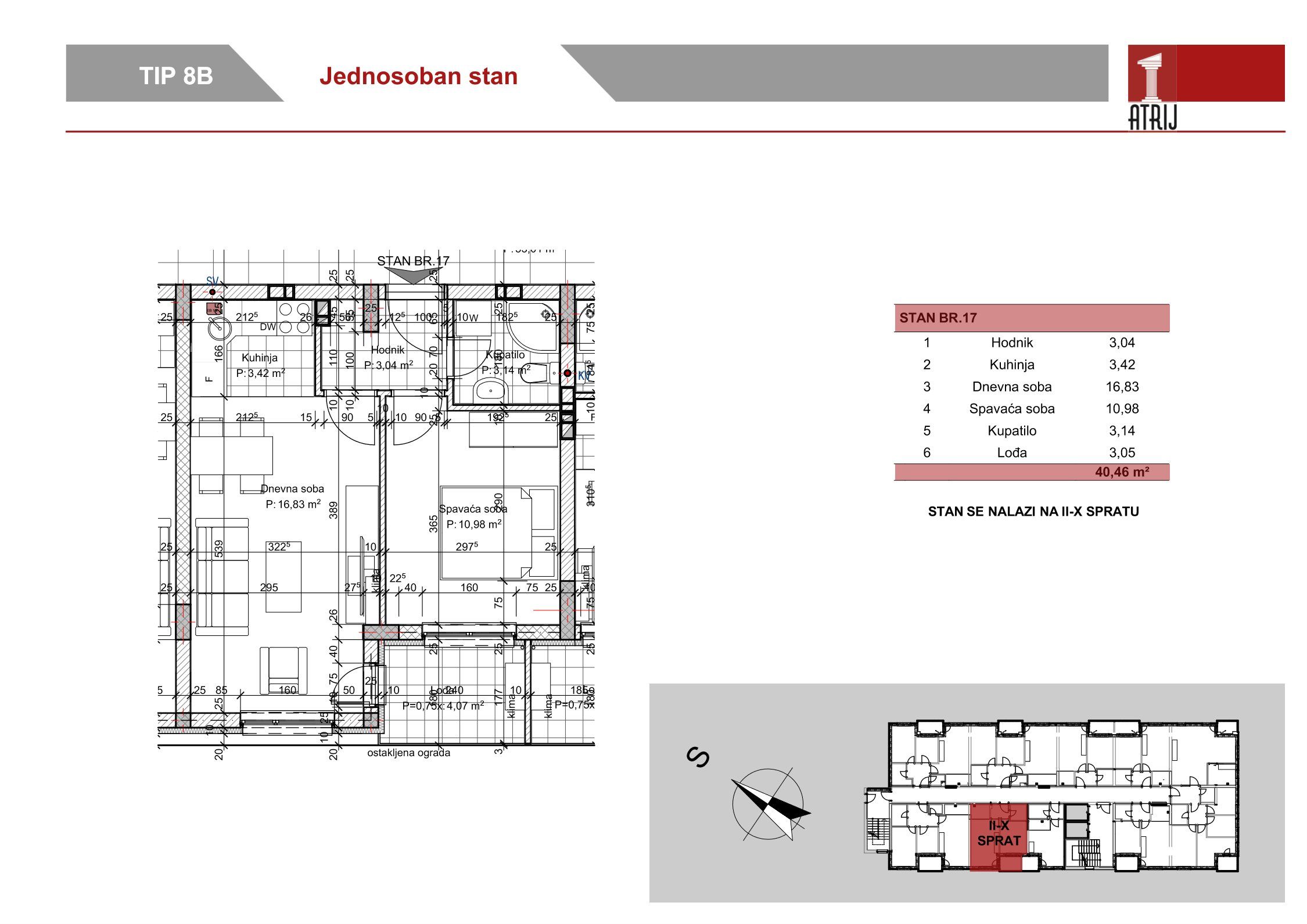 Jednosoban stan 17 · 40,46 m² · Anika Faza 1 — Fotografija 2